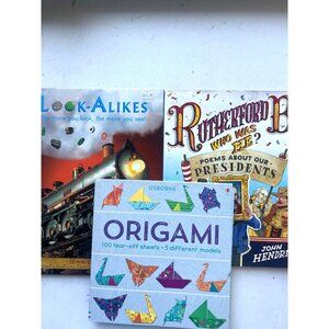 Bundle of 3 books, Origami Look-A likes Puzzle Book Poems about‎ Our Presidents